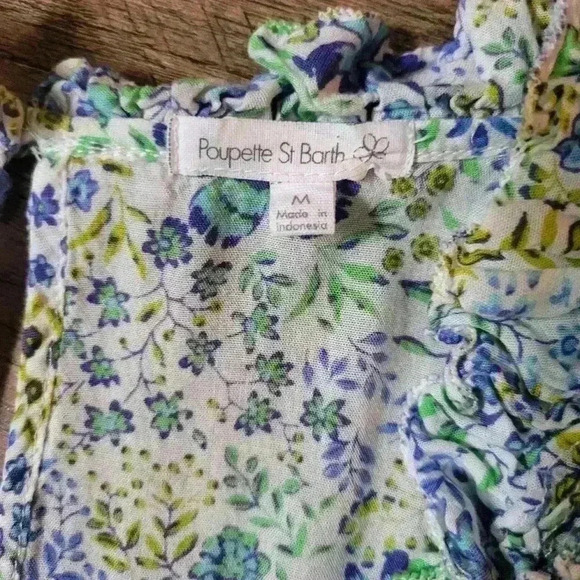 Poupette St. Barth Ruffle Floral Bell Bottm Jumpsuit Size M - Picture 10 of 13
